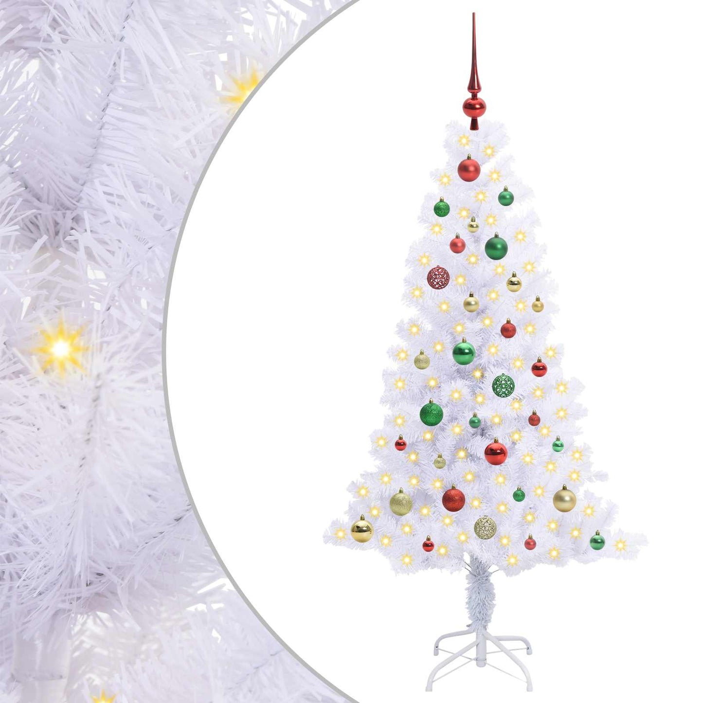 Mű karácsonyfa 150 LED-del állvánnyal Fehér 150 cm PVC és Acél