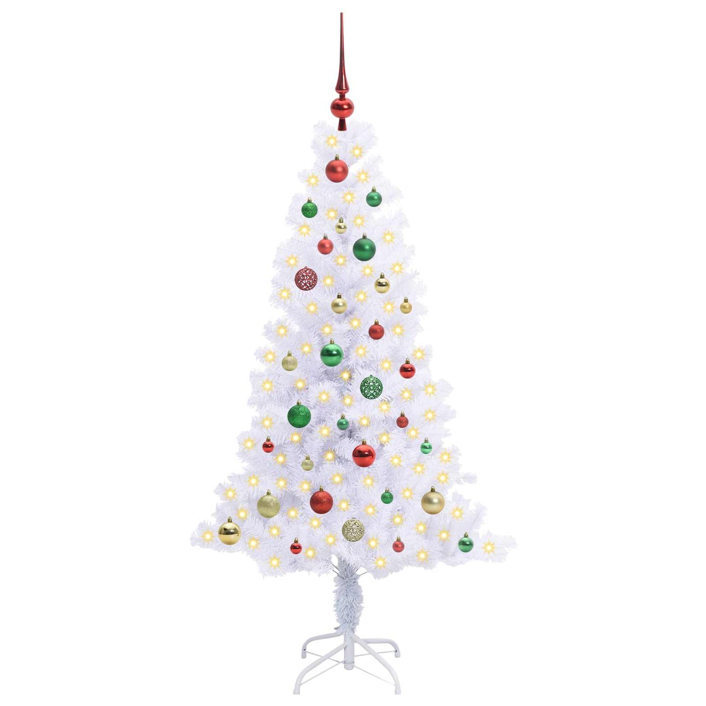 Mű karácsonyfa 150 LED-del állvánnyal Fehér 150 cm PVC és Acél