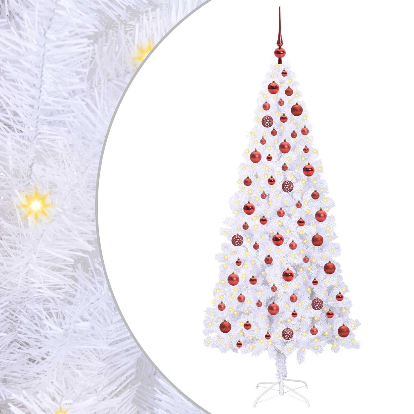 Mű karácsonyfa 300 LED-del állvánnyal Fehér 180 cm PVC és Acél