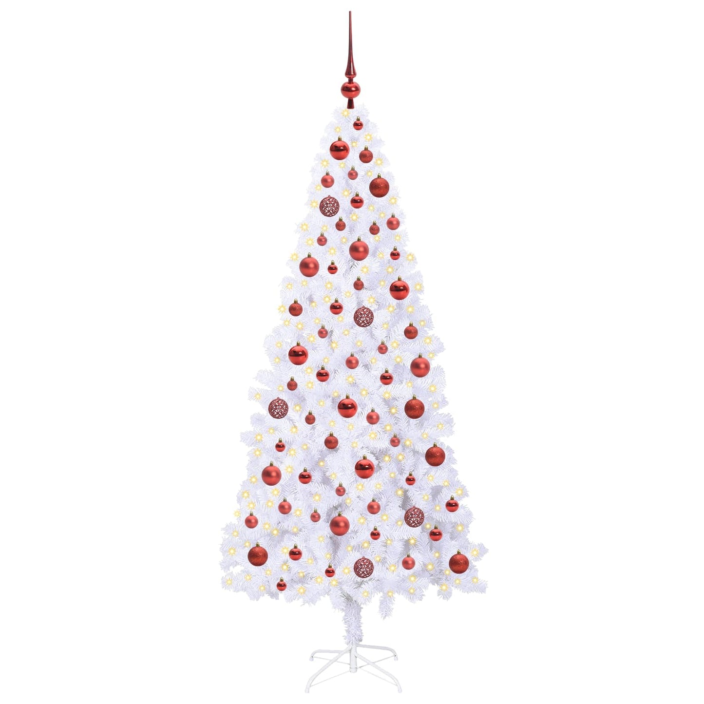 Mű karácsonyfa 300 LED-del állvánnyal Fehér 180 cm PVC és Acél