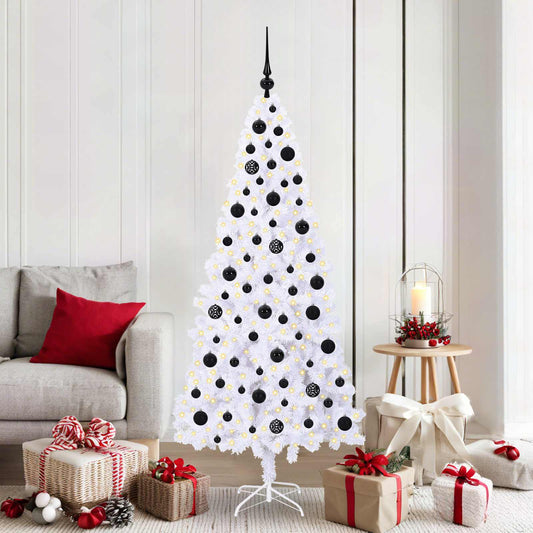 Mű karácsonyfa 300 LED-del állvánnyal Fehér 180 cm PVC és Acél