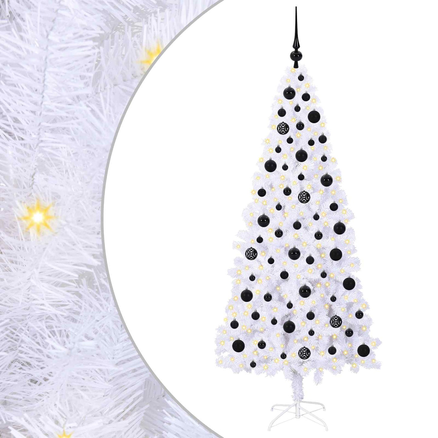 Mű karácsonyfa 300 LED-del állvánnyal Fehér 180 cm PVC és Acél