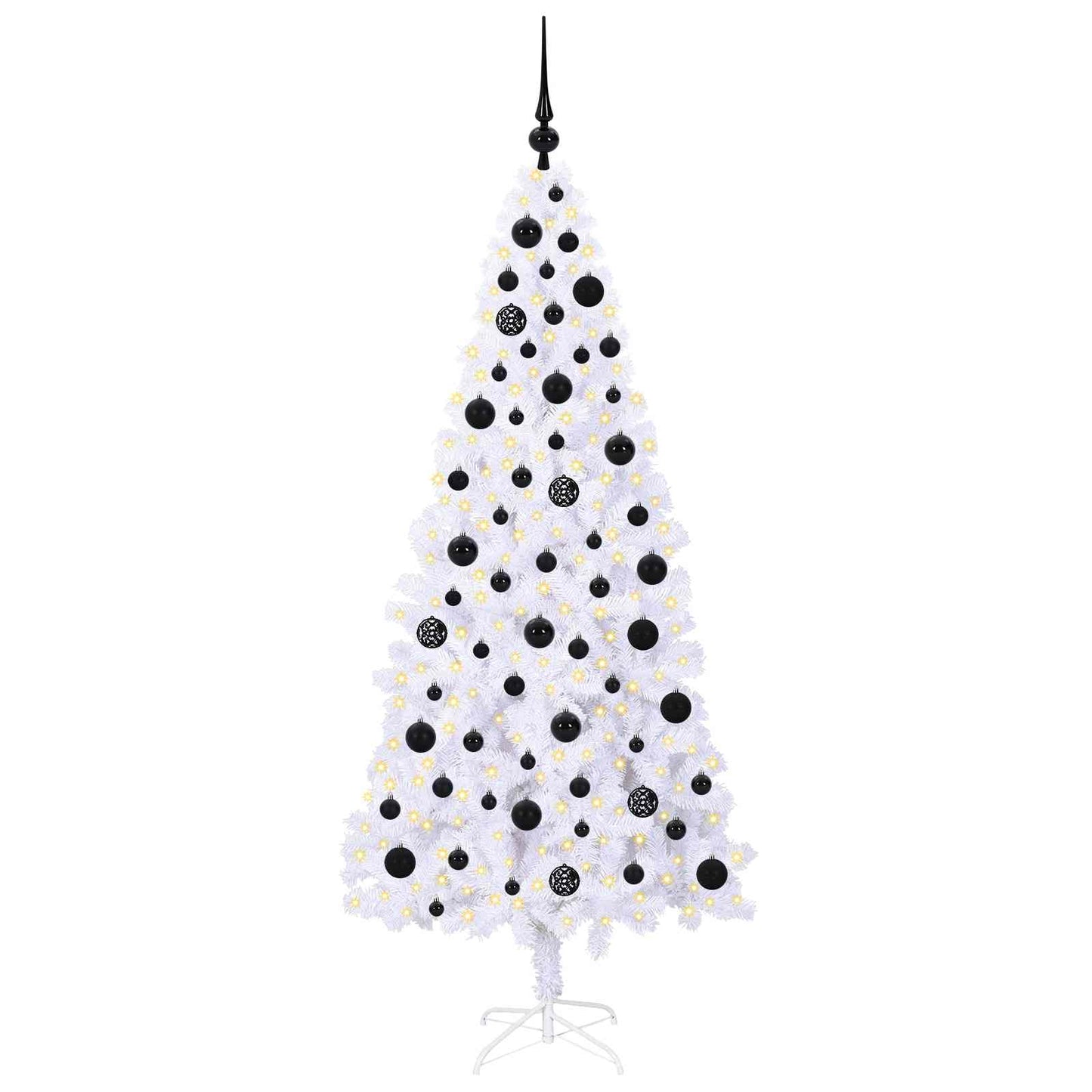 Mű karácsonyfa 300 LED-del állvánnyal Fehér 180 cm PVC és Acél