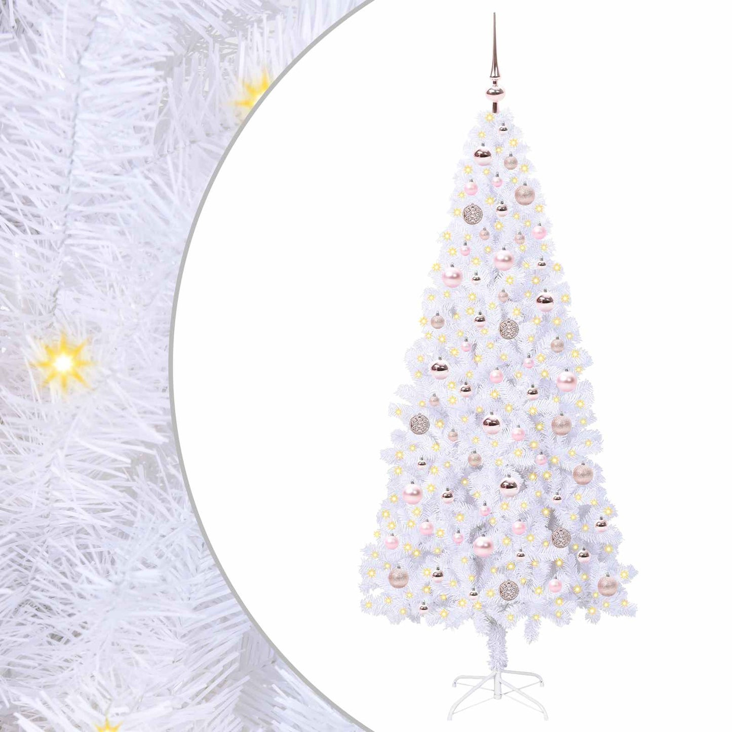 Mű karácsonyfa 300 LED-del állvánnyal Fehér 180 cm PVC és Acél