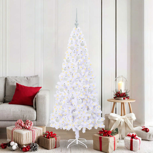 Mű karácsonyfa 300 LED-del állvánnyal Fehér 180 cm PVC és Acél
