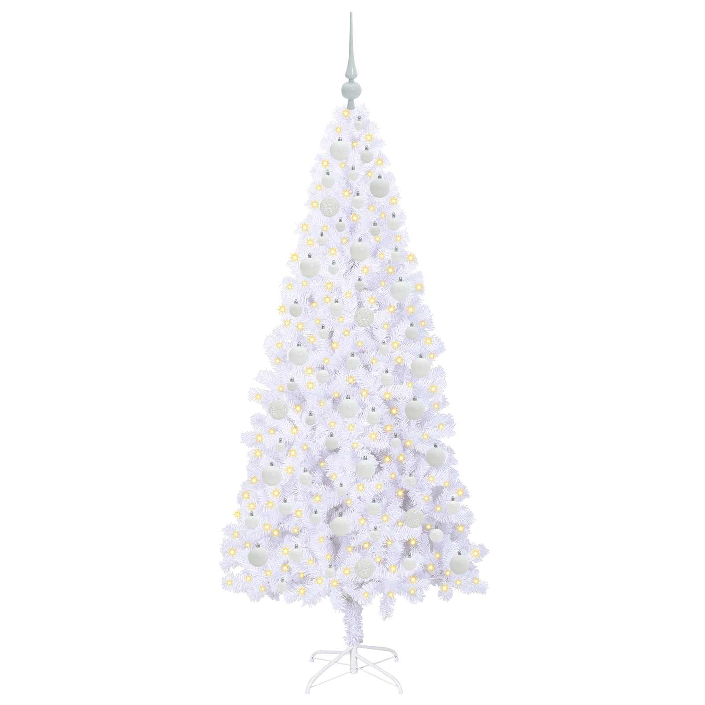 Mű karácsonyfa 300 LED-del állvánnyal Fehér 180 cm PVC és Acél