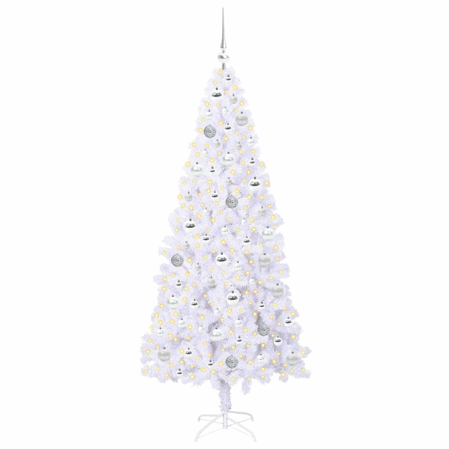 Mű karácsonyfa 300 LED-del állvánnyal Fehér 180 cm PVC és Acél