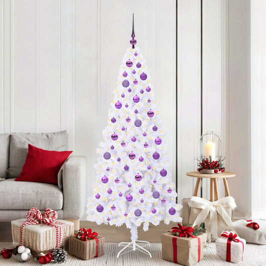 Mű karácsonyfa 300 LED-del állvánnyal Fehér 180 cm PVC és Acél