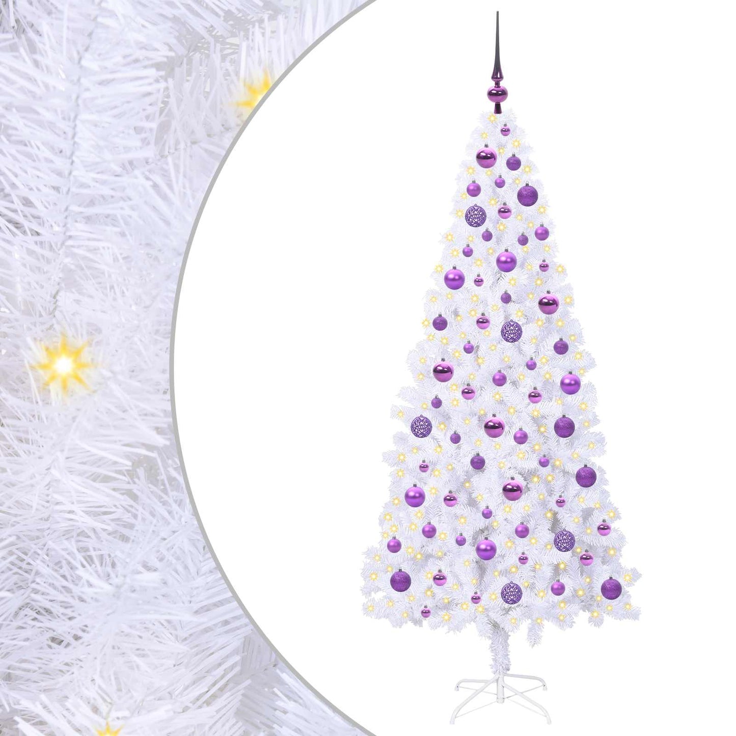 Mű karácsonyfa 300 LED-del állvánnyal Fehér 180 cm PVC és Acél