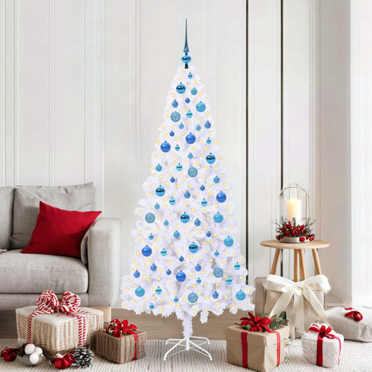 Mű karácsonyfa 300 LED-del állvánnyal Fehér 180 cm PVC és Acél