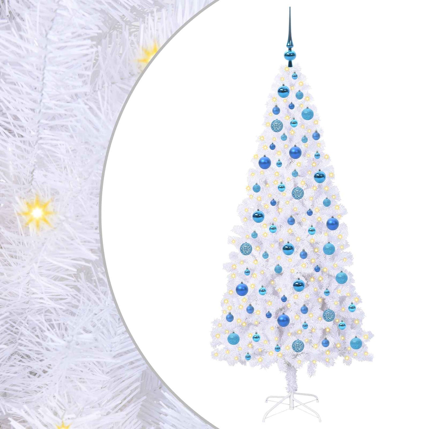 Mű karácsonyfa 300 LED-del állvánnyal Fehér 180 cm PVC és Acél