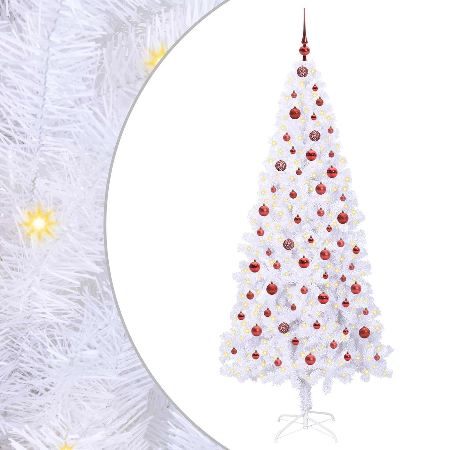 Mű karácsonyfa 300 LED-del állvánnyal Fehér 210 cm PVC és Acél