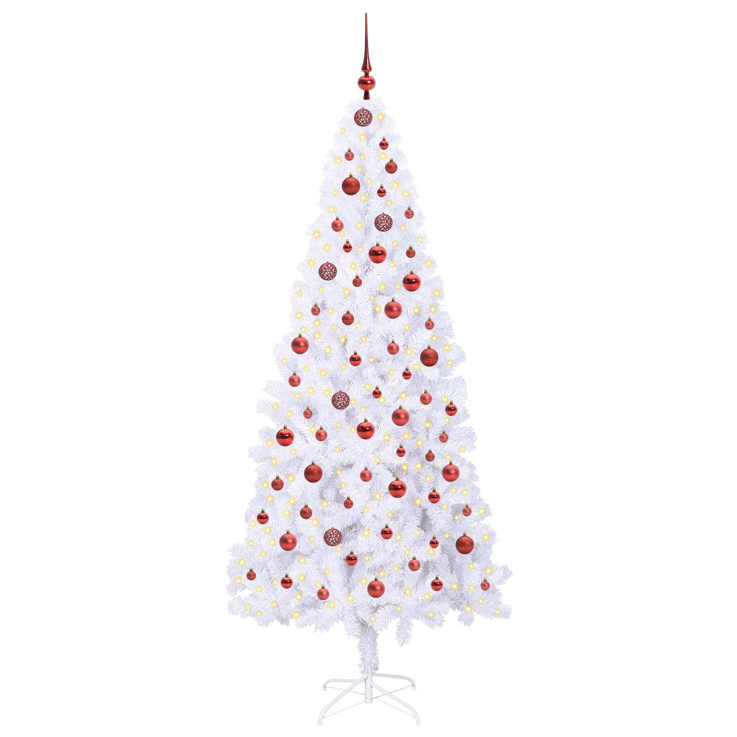 Mű karácsonyfa 300 LED-del állvánnyal Fehér 210 cm PVC és Acél