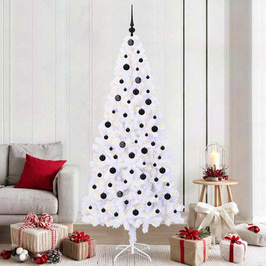 Mű karácsonyfa 300 LED-del állvánnyal Fehér 210 cm PVC és Acél