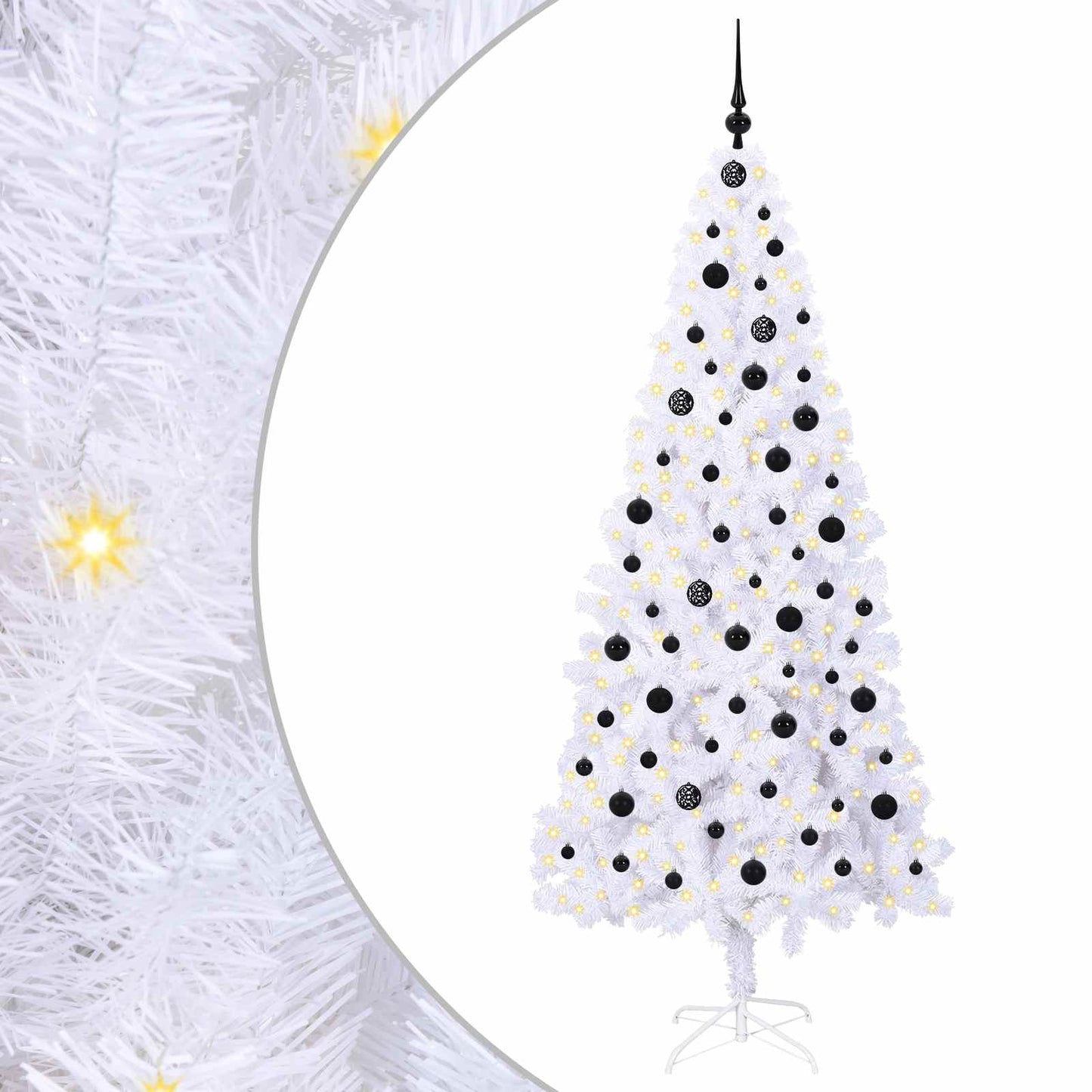 Mű karácsonyfa 300 LED-del állvánnyal Fehér 210 cm PVC és Acél