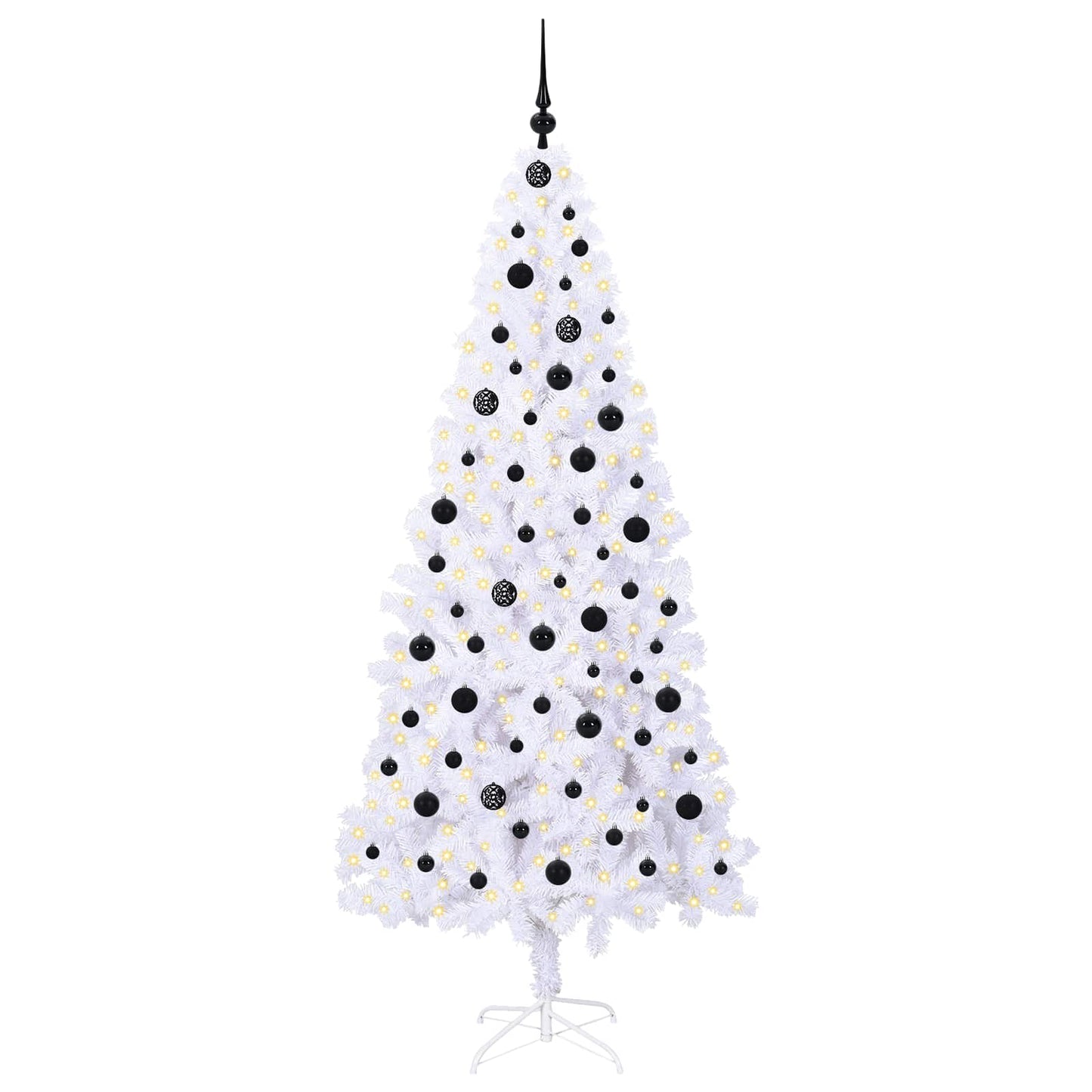 Mű karácsonyfa 300 LED-del állvánnyal Fehér 210 cm PVC és Acél