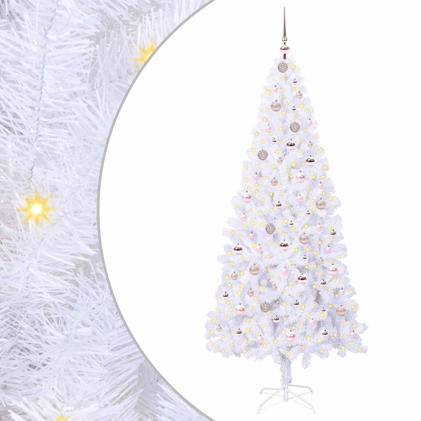 Mű karácsonyfa 300 LED-del állvánnyal Fehér 210 cm PVC és Acél