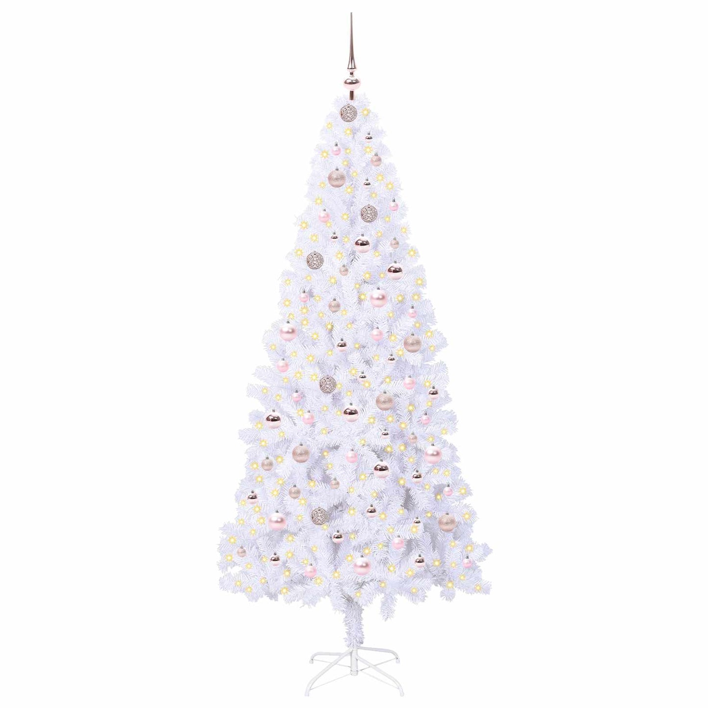 Mű karácsonyfa 300 LED-del állvánnyal Fehér 210 cm PVC és Acél