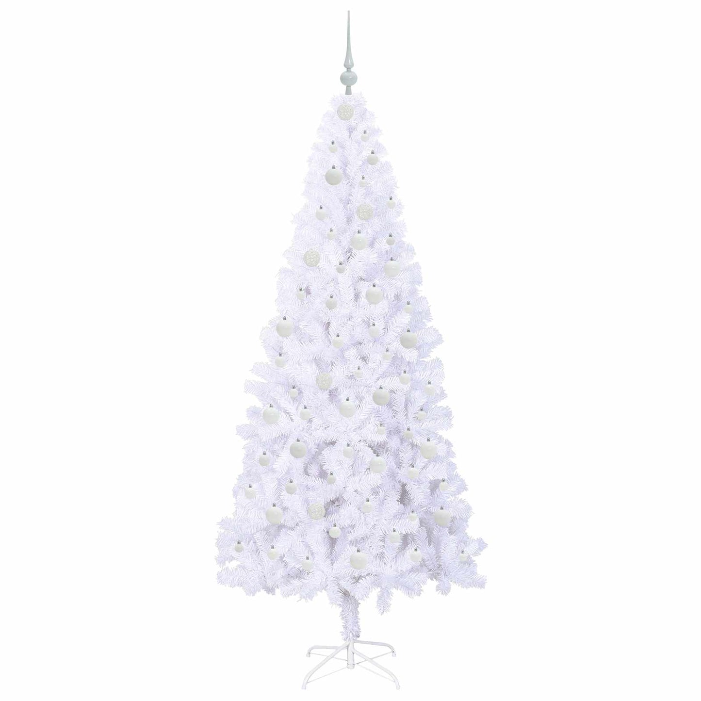 Mű karácsonyfa 300 LED-del állvánnyal Fehér 210 cm PVC és Acél
