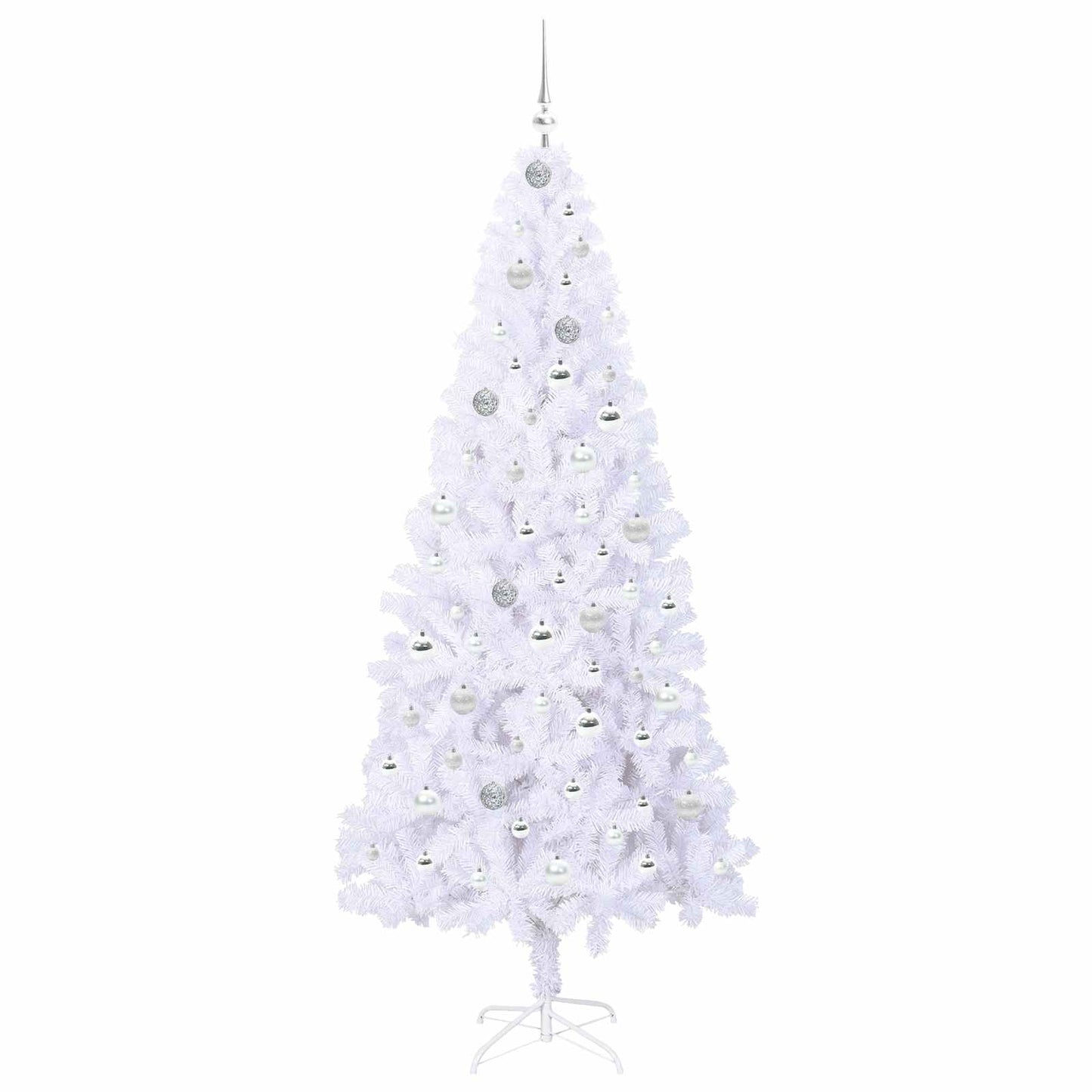 Mű karácsonyfa 300 LED-del állvánnyal Fehér 210 cm PVC és Acél
