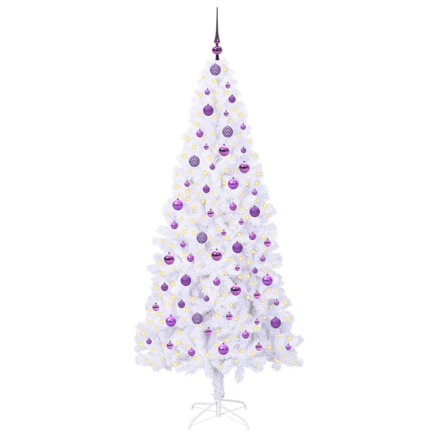 Mű karácsonyfa 300 LED-del állvánnyal Fehér 210 cm PVC és Acél