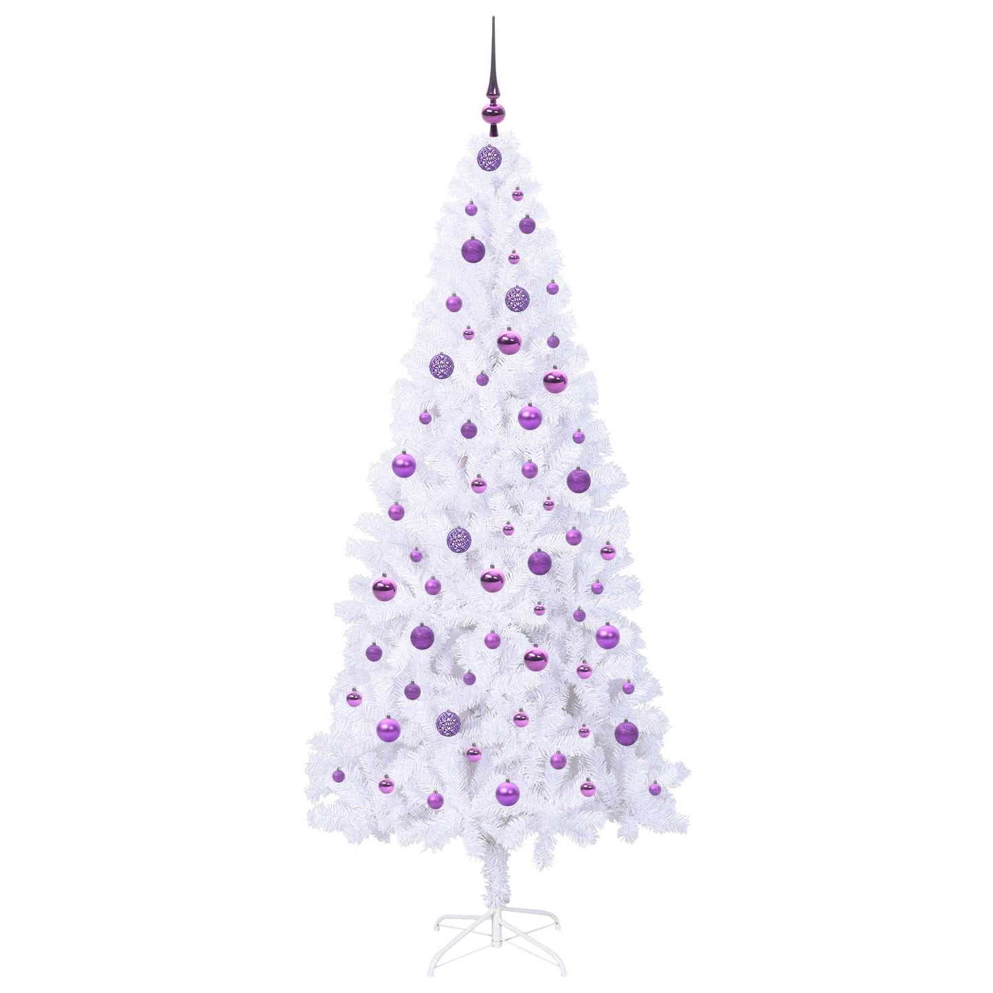 Mű karácsonyfa 300 LED-del állvánnyal Fehér 210 cm PVC és Acél