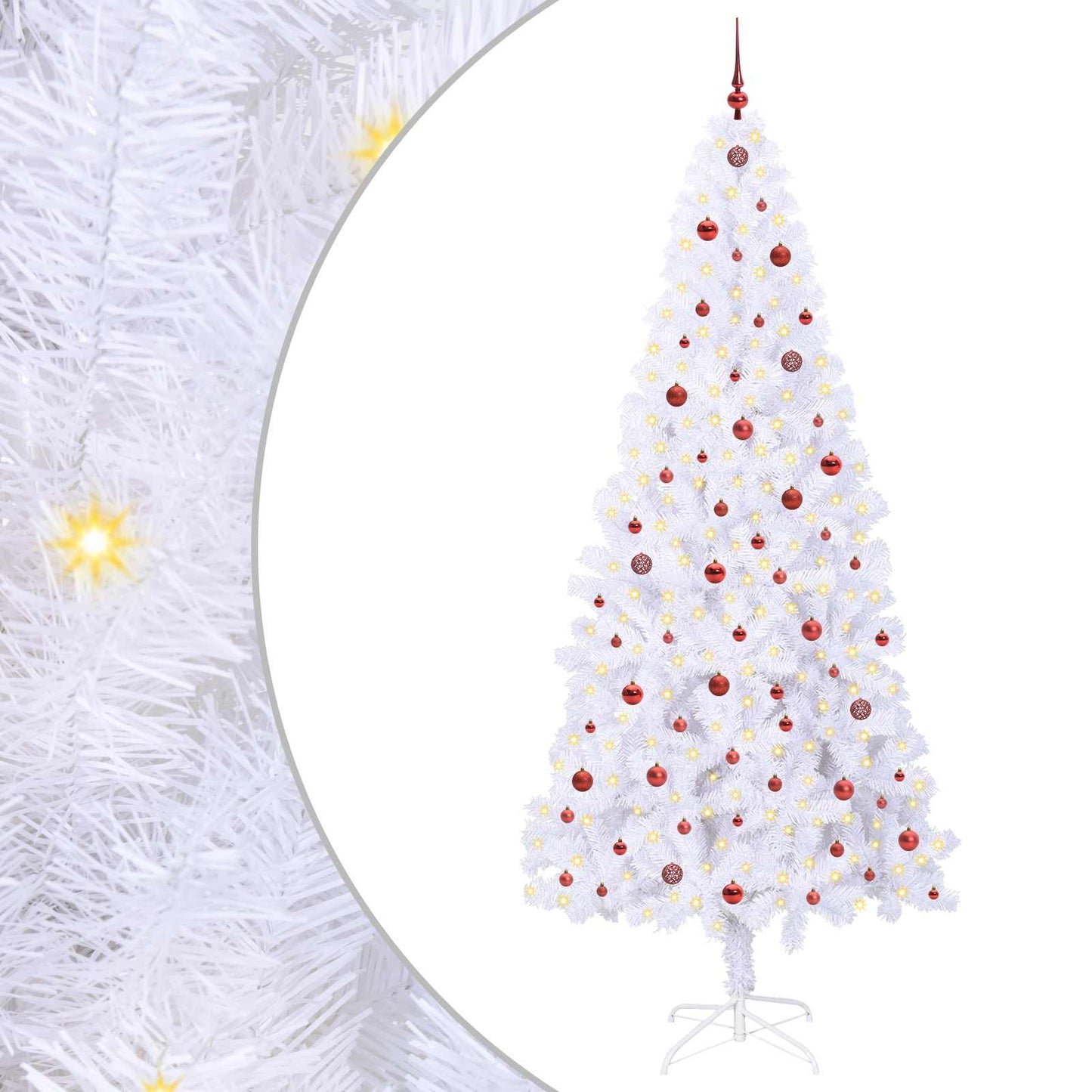 Mű karácsonyfa 300 LED-del állvánnyal Fehér 240 cm PVC és Acél