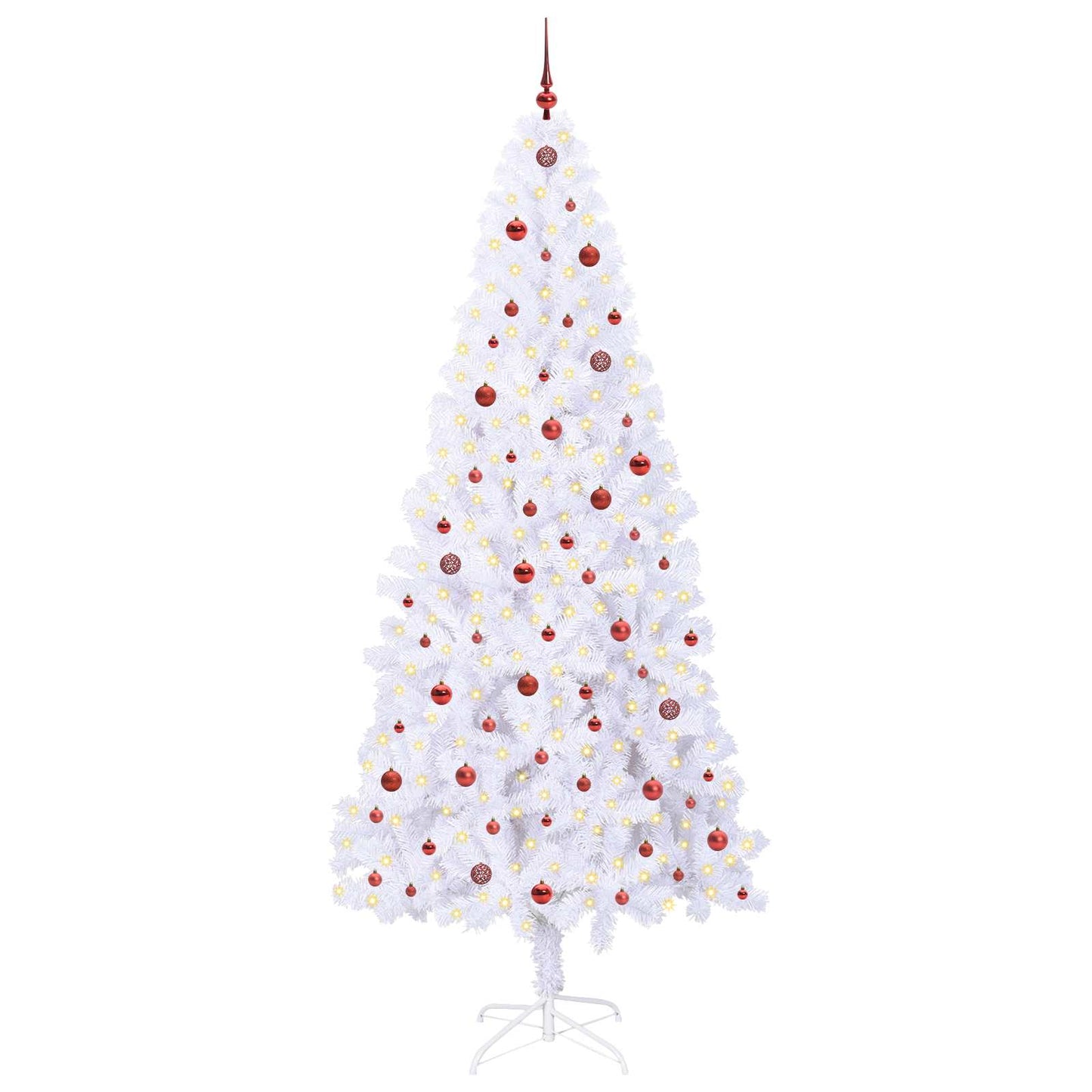 Mű karácsonyfa 300 LED-del állvánnyal Fehér 240 cm PVC és Acél