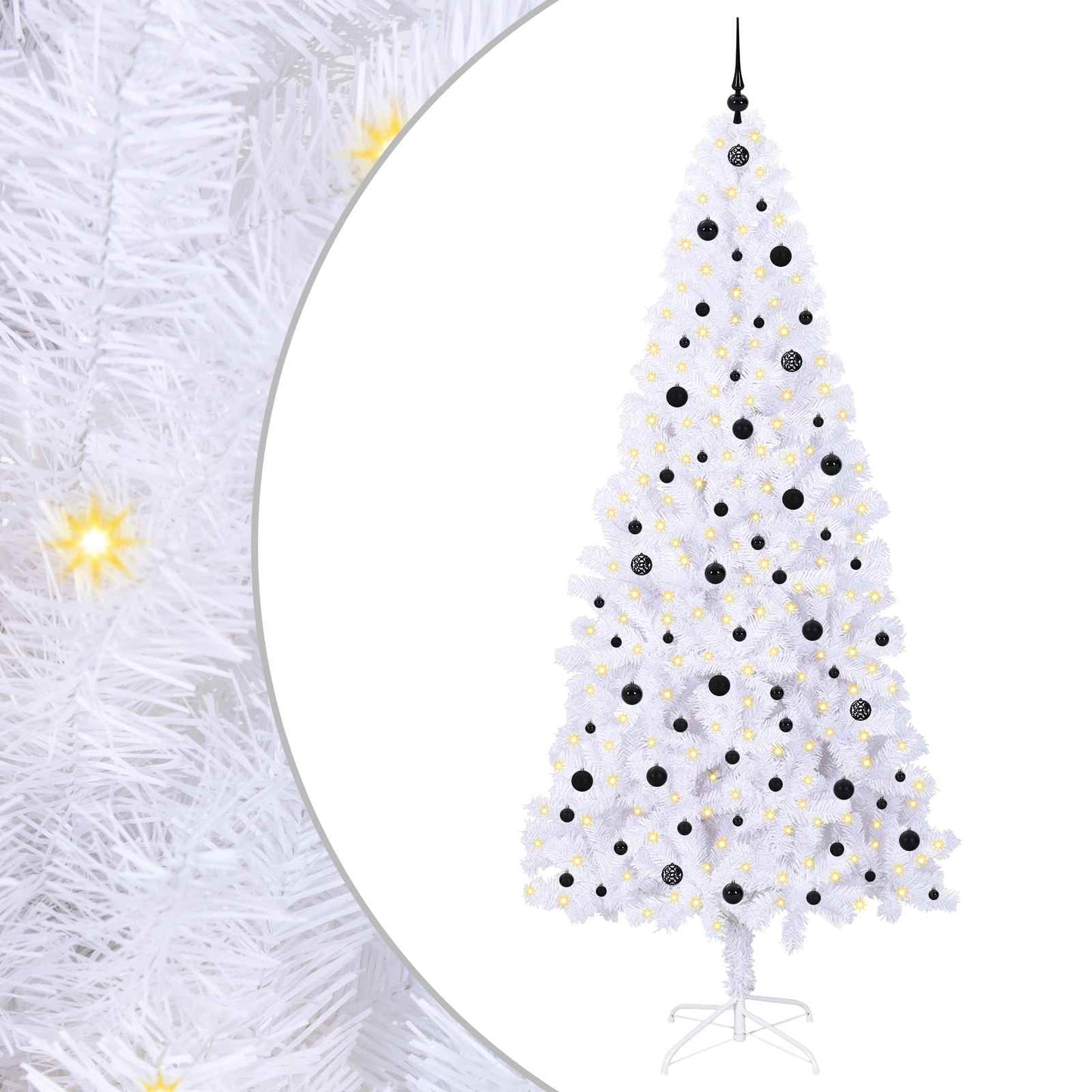 Mű karácsonyfa 300 LED-del állvánnyal Fehér 240 cm PVC és Acél