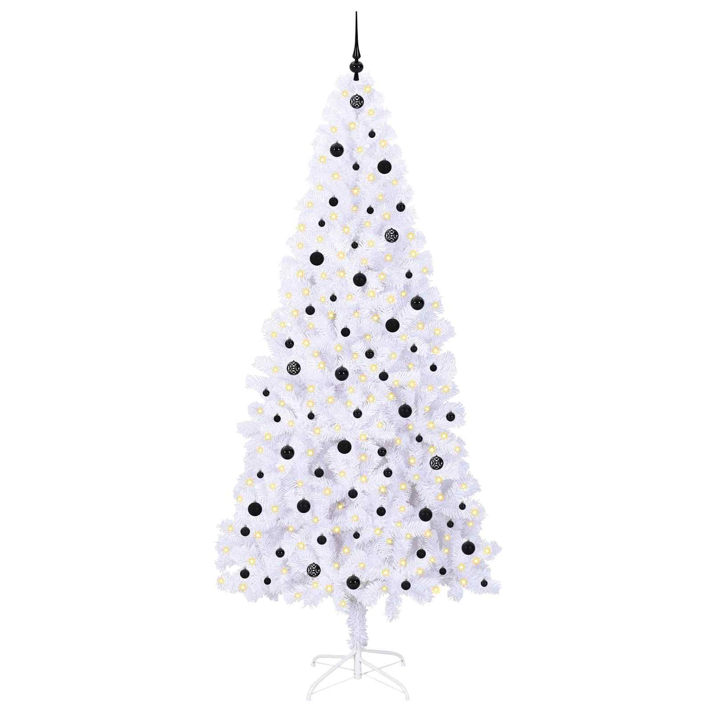 Mű karácsonyfa 300 LED-del állvánnyal Fehér 240 cm PVC és Acél
