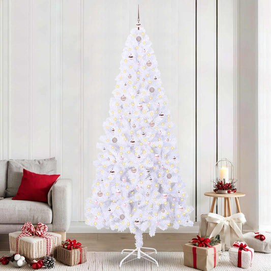 Mű karácsonyfa 300 LED-del állvánnyal Fehér 240 cm PVC és Acél