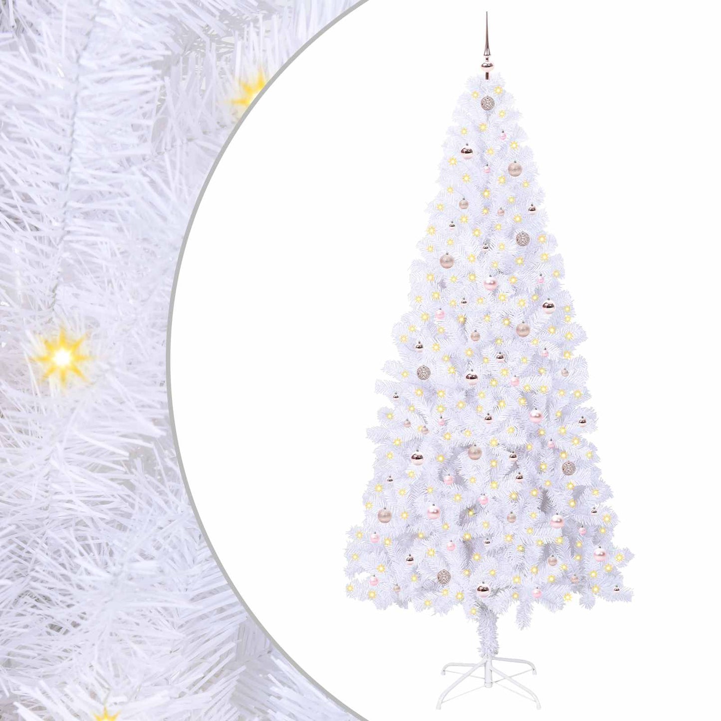 Mű karácsonyfa 300 LED-del állvánnyal Fehér 240 cm PVC és Acél