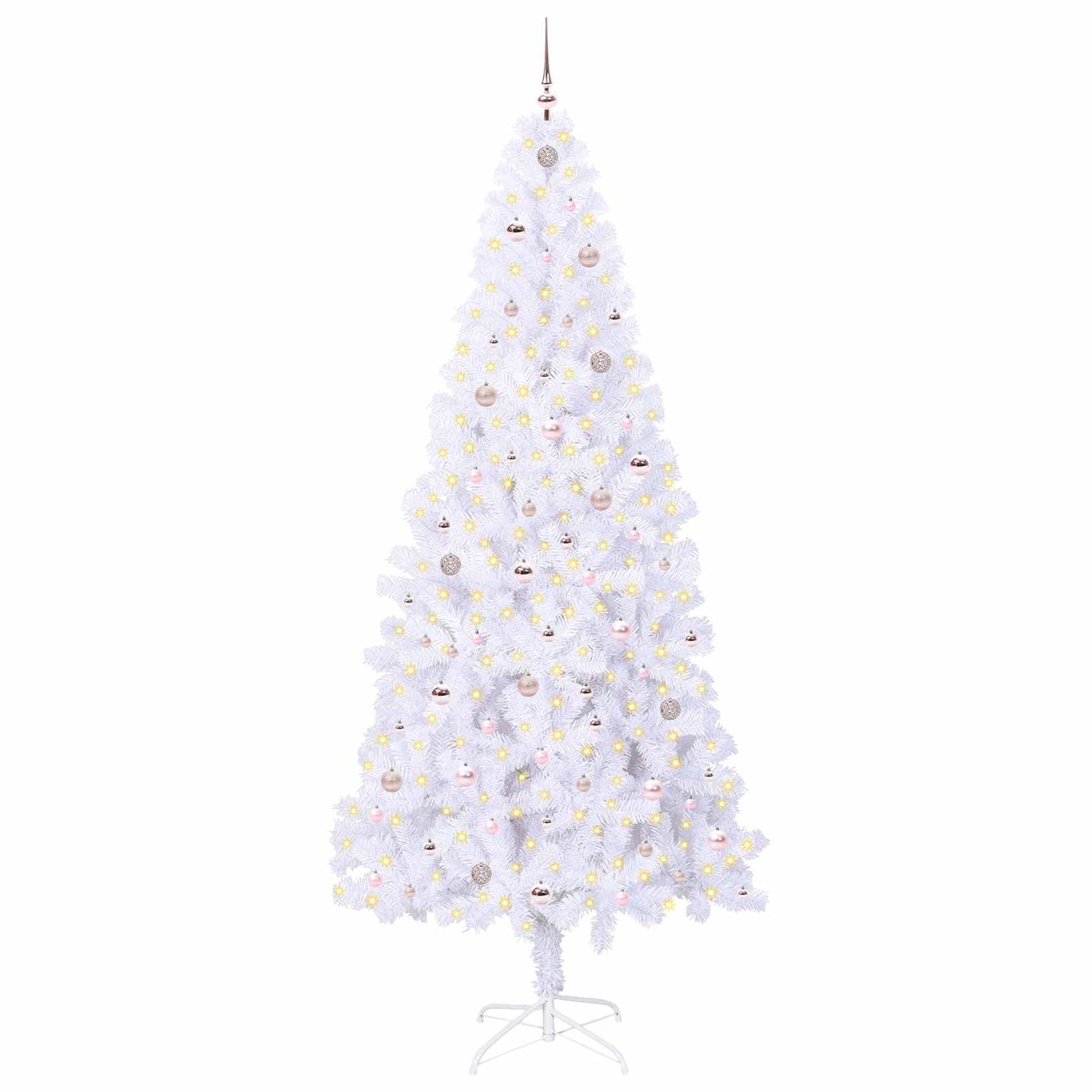 Mű karácsonyfa 300 LED-del állvánnyal Fehér 240 cm PVC és Acél