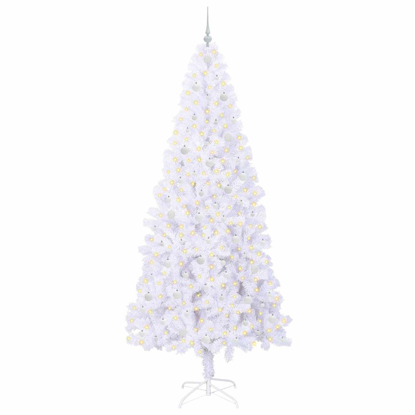 Mű karácsonyfa 300 LED-del állvánnyal Fehér 240 cm PVC és Acél