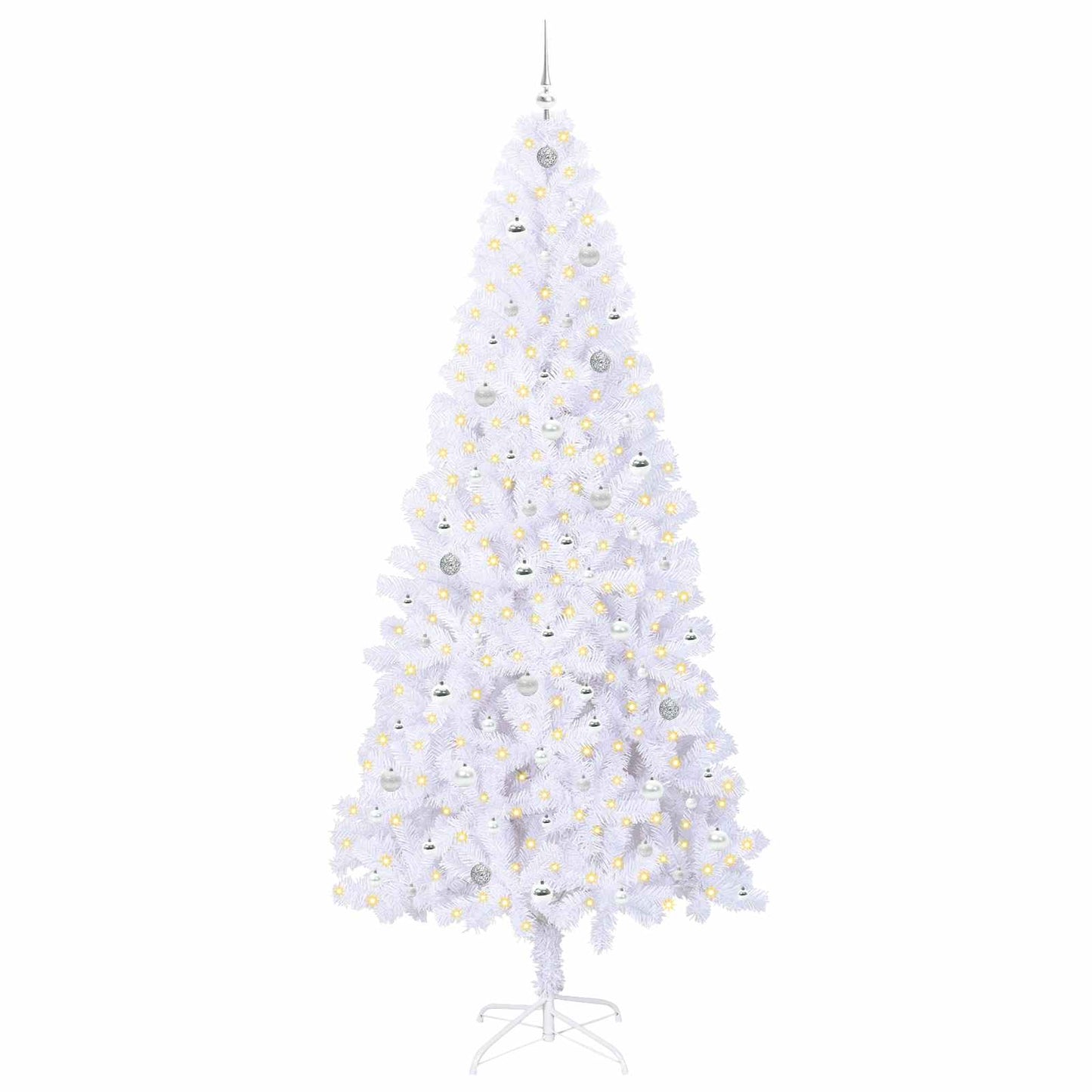 Mű karácsonyfa 300 LED-del állvánnyal Fehér 240 cm PVC és Acél