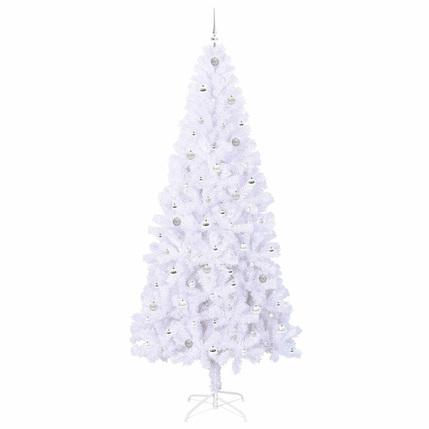 Mű karácsonyfa 300 LED-del állvánnyal Fehér 240 cm PVC és Acél