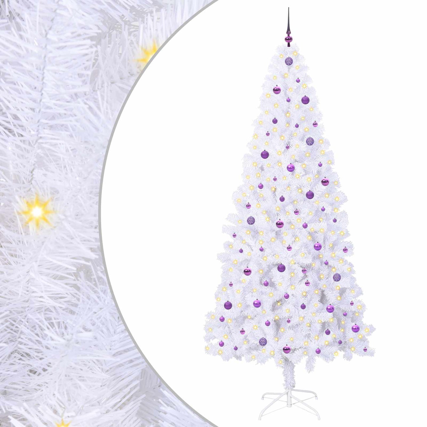 Mű karácsonyfa 300 LED-del állvánnyal Fehér 240 cm PVC és Acél