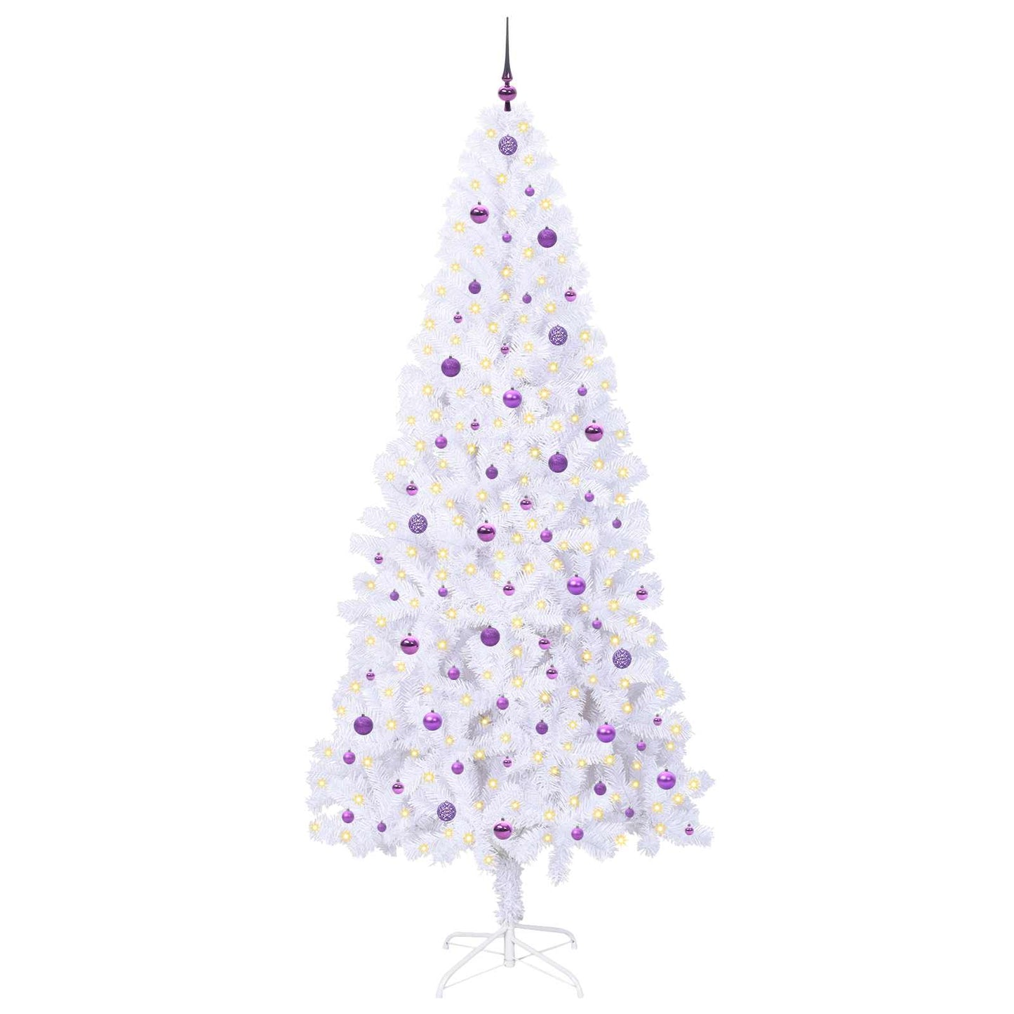Mű karácsonyfa 300 LED-del állvánnyal Fehér 240 cm PVC és Acél