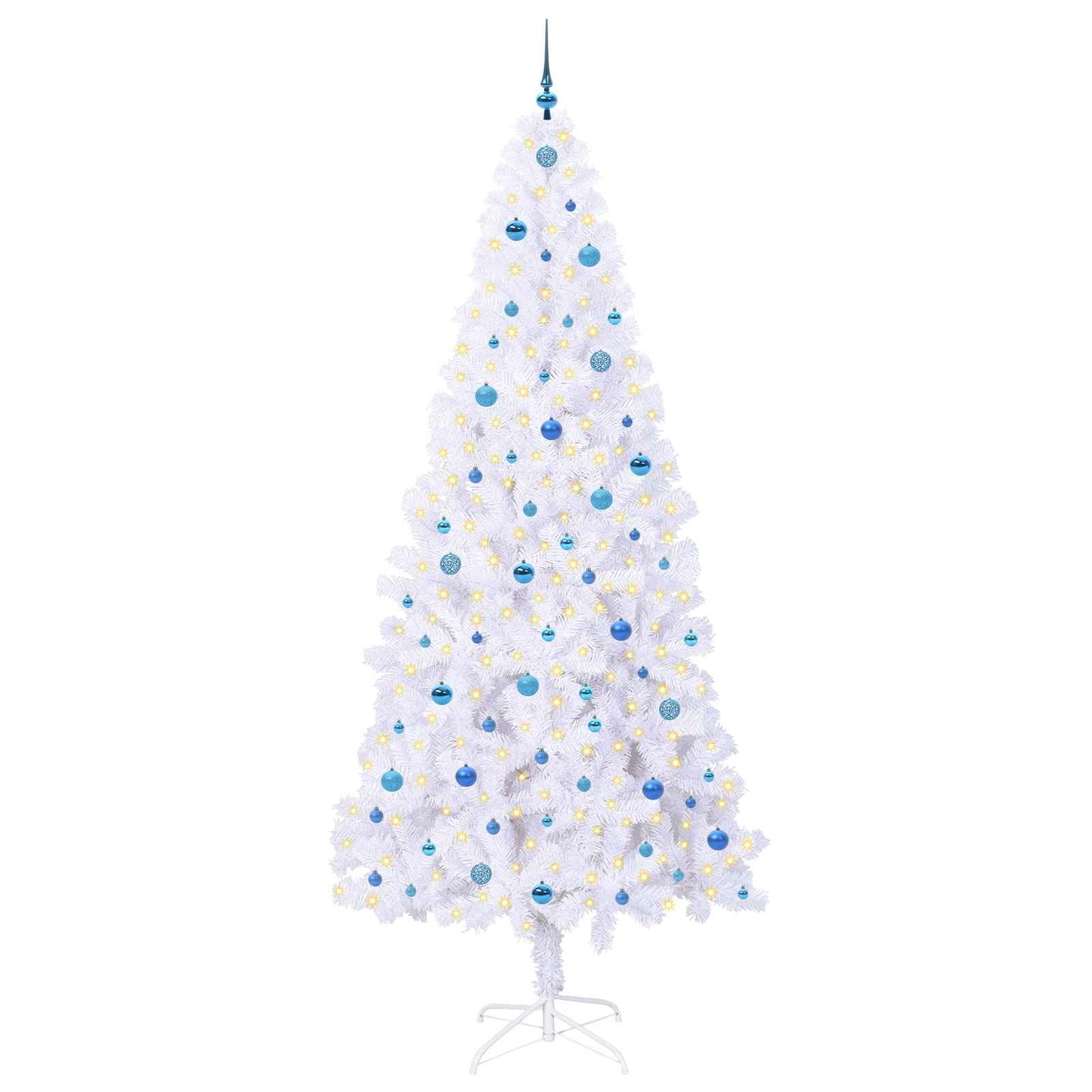 Mű karácsonyfa 300 LED-del állvánnyal Fehér 240 cm PVC és Acél