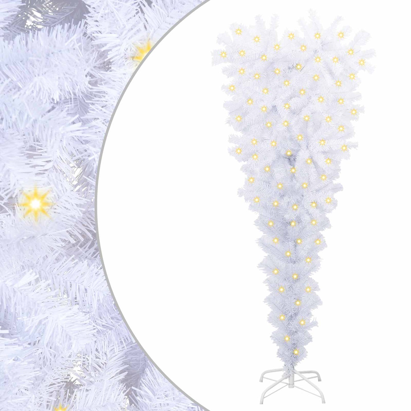 Mű karácsonyfa 150 LED-del állvánnyal Fehér 120 cm PVC és Acél