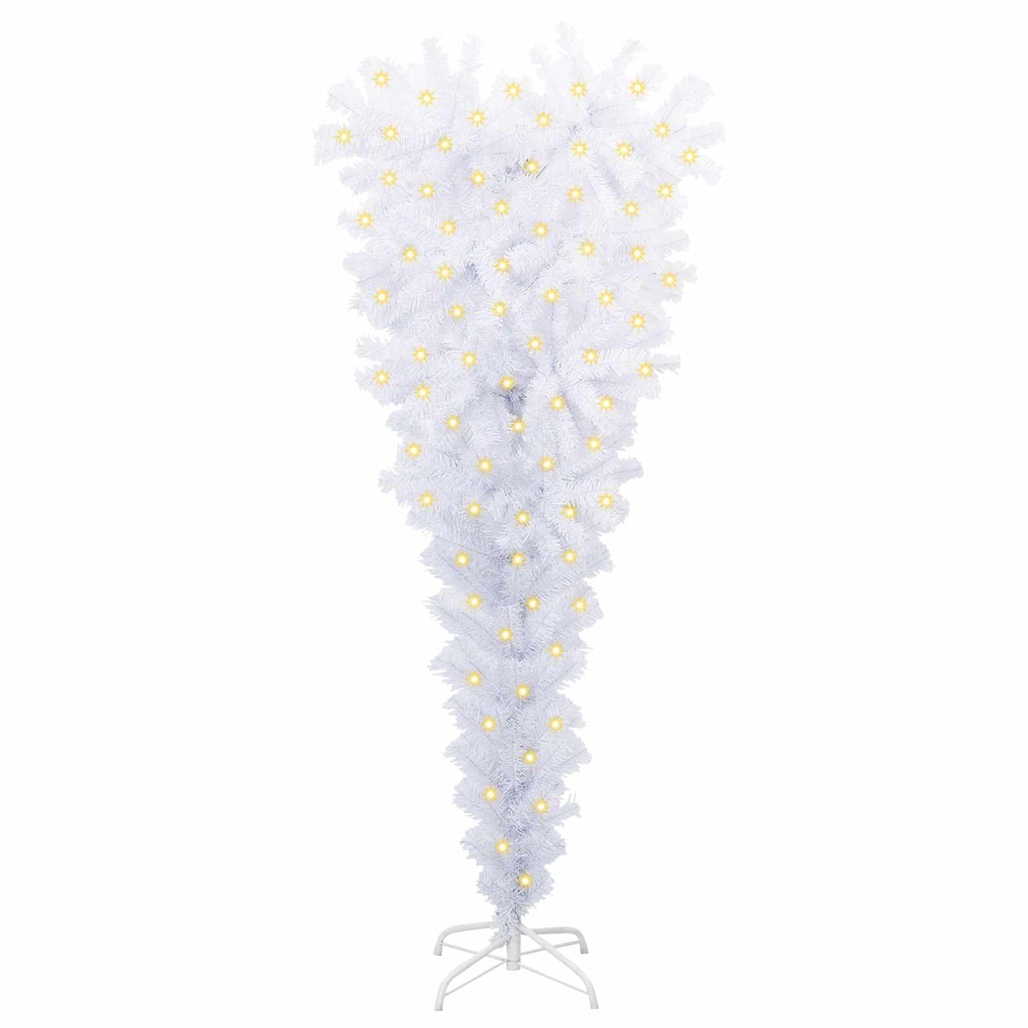 Mű karácsonyfa 150 LED-del állvánnyal Fehér 120 cm PVC és Acél