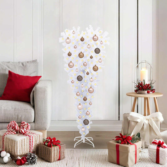 Mű karácsonyfa 150 LED-del állvánnyal Fehér 120 cm PVC és Acél