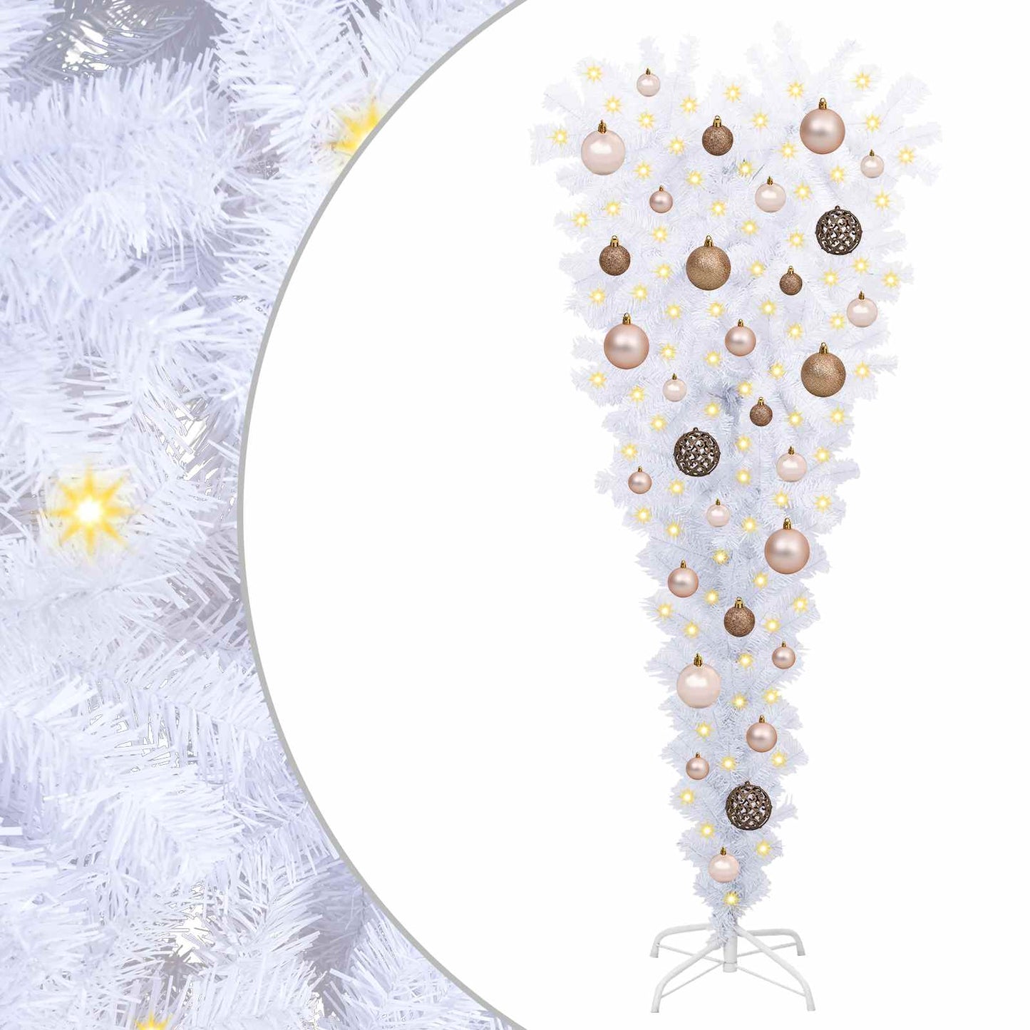 Mű karácsonyfa 150 LED-del állvánnyal Fehér 120 cm PVC és Acél