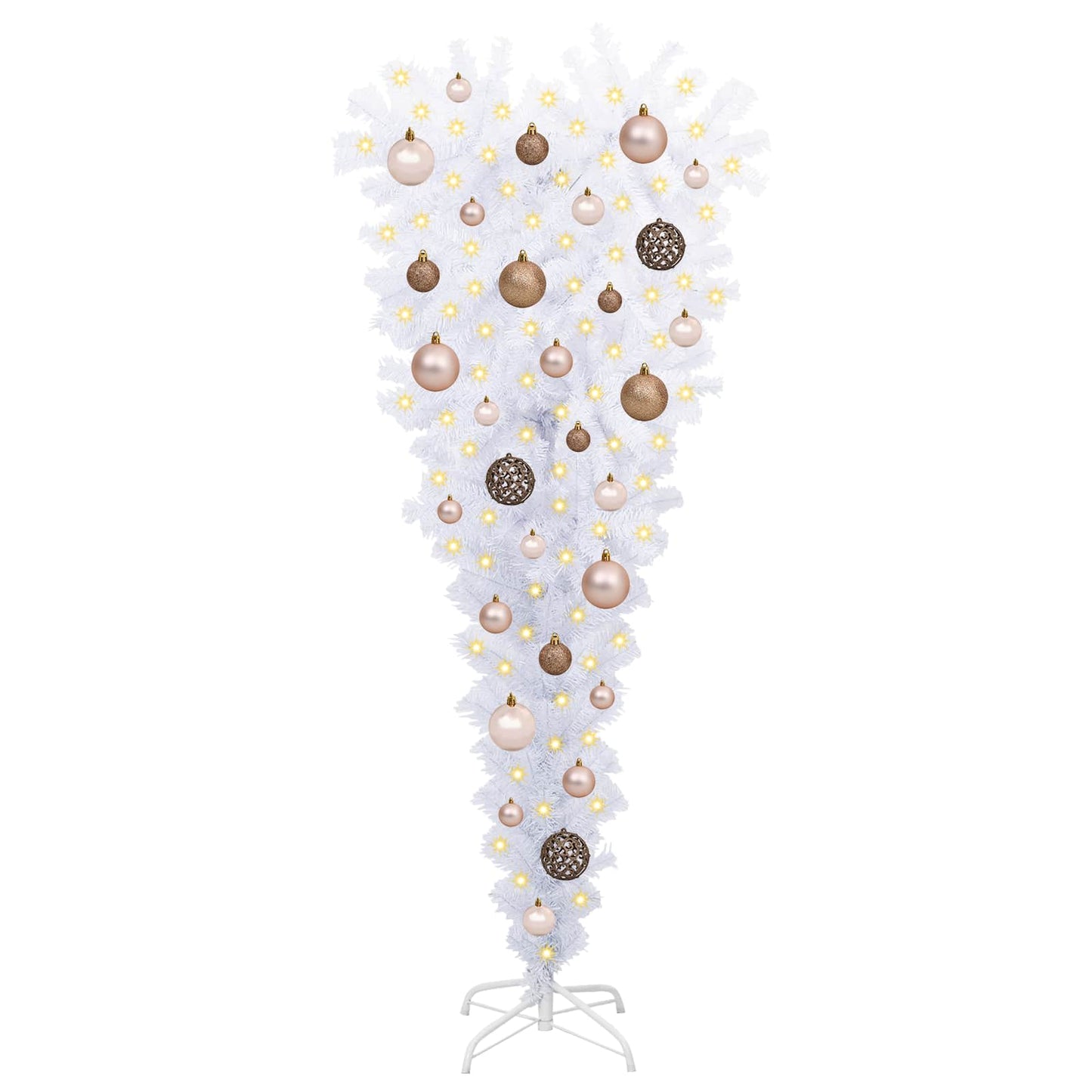 Mű karácsonyfa 150 LED-del állvánnyal Fehér 120 cm PVC és Acél