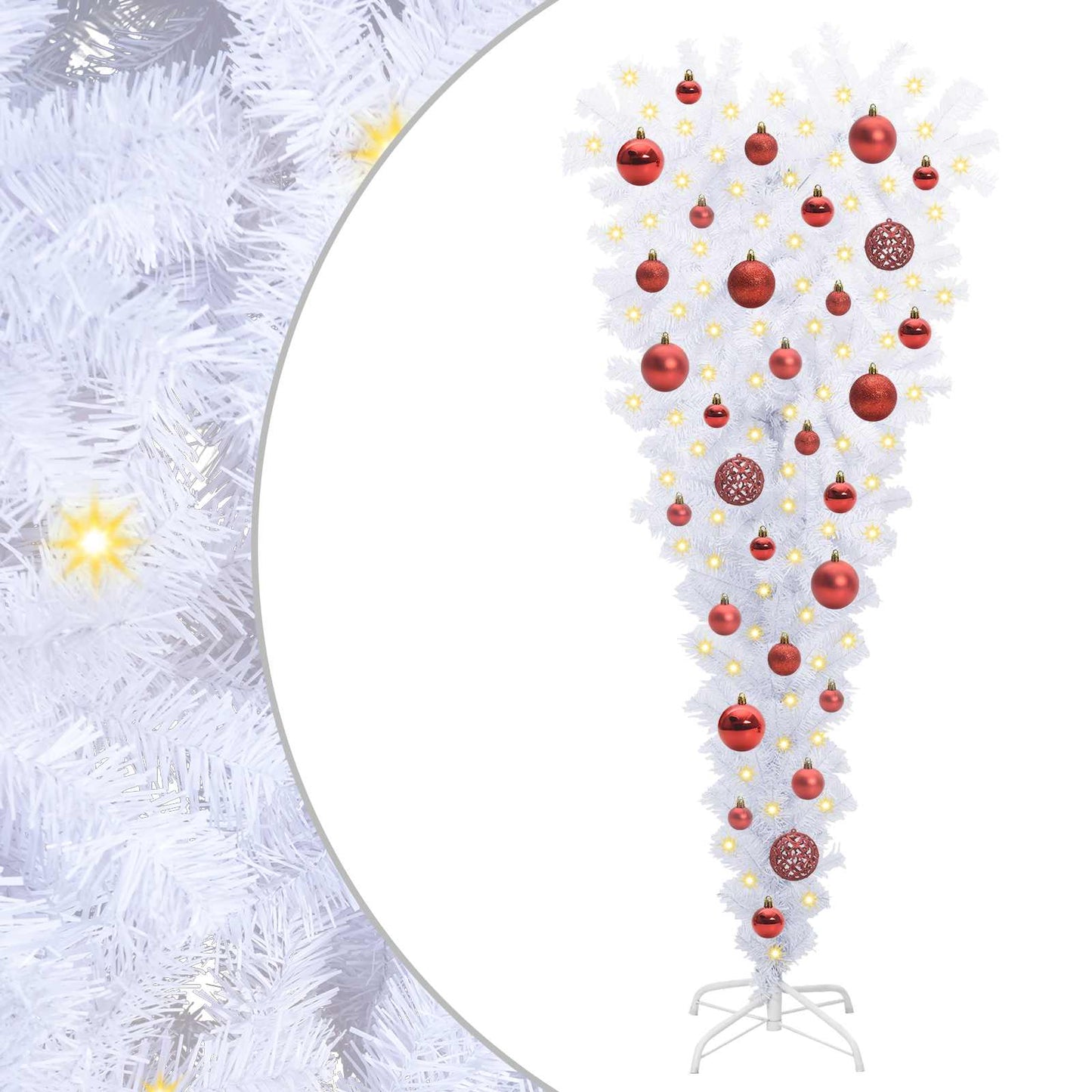 Mű karácsonyfa 150 LED-del állvánnyal Fehér 120 cm PVC és Acél
