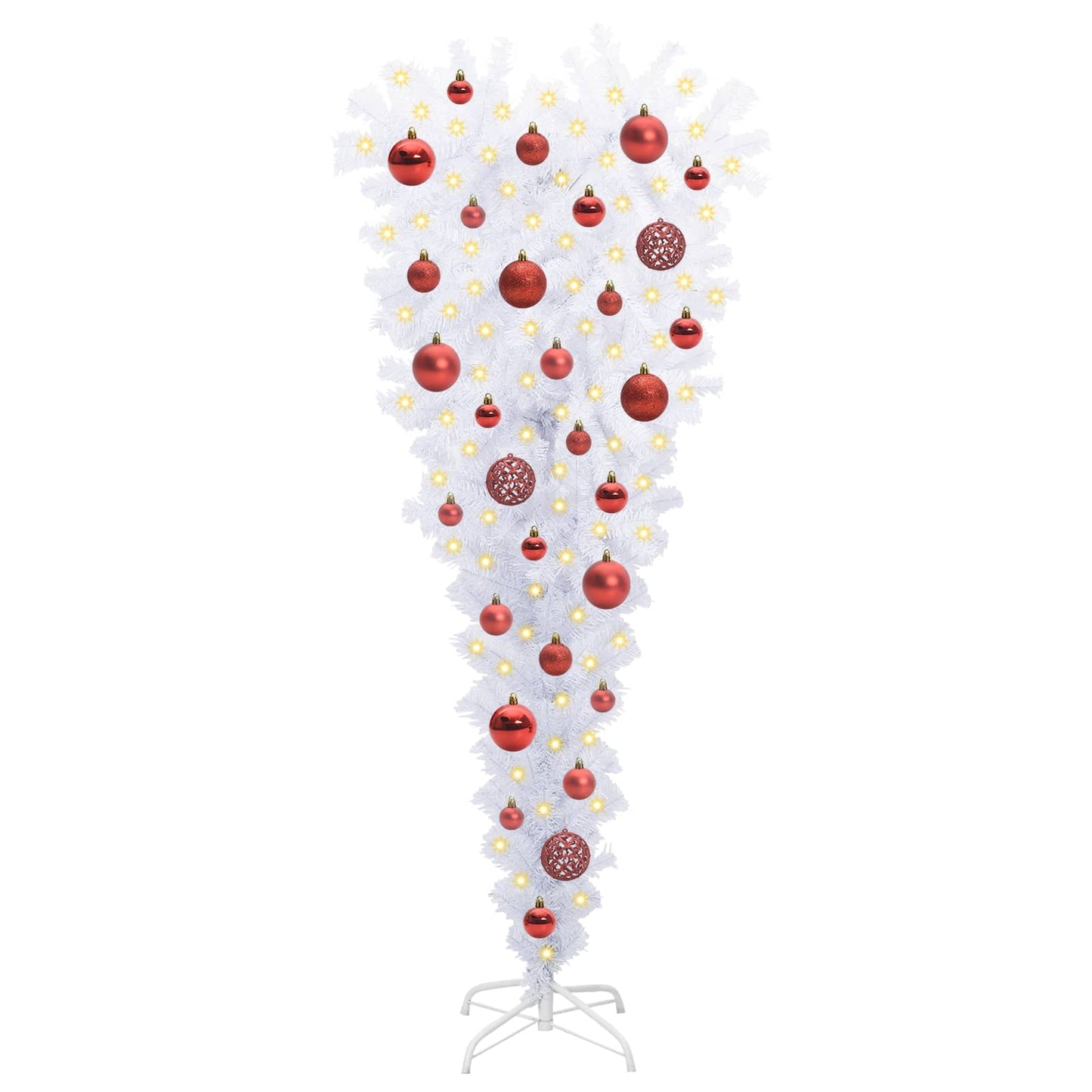 Mű karácsonyfa 150 LED-del állvánnyal Fehér 120 cm PVC és Acél