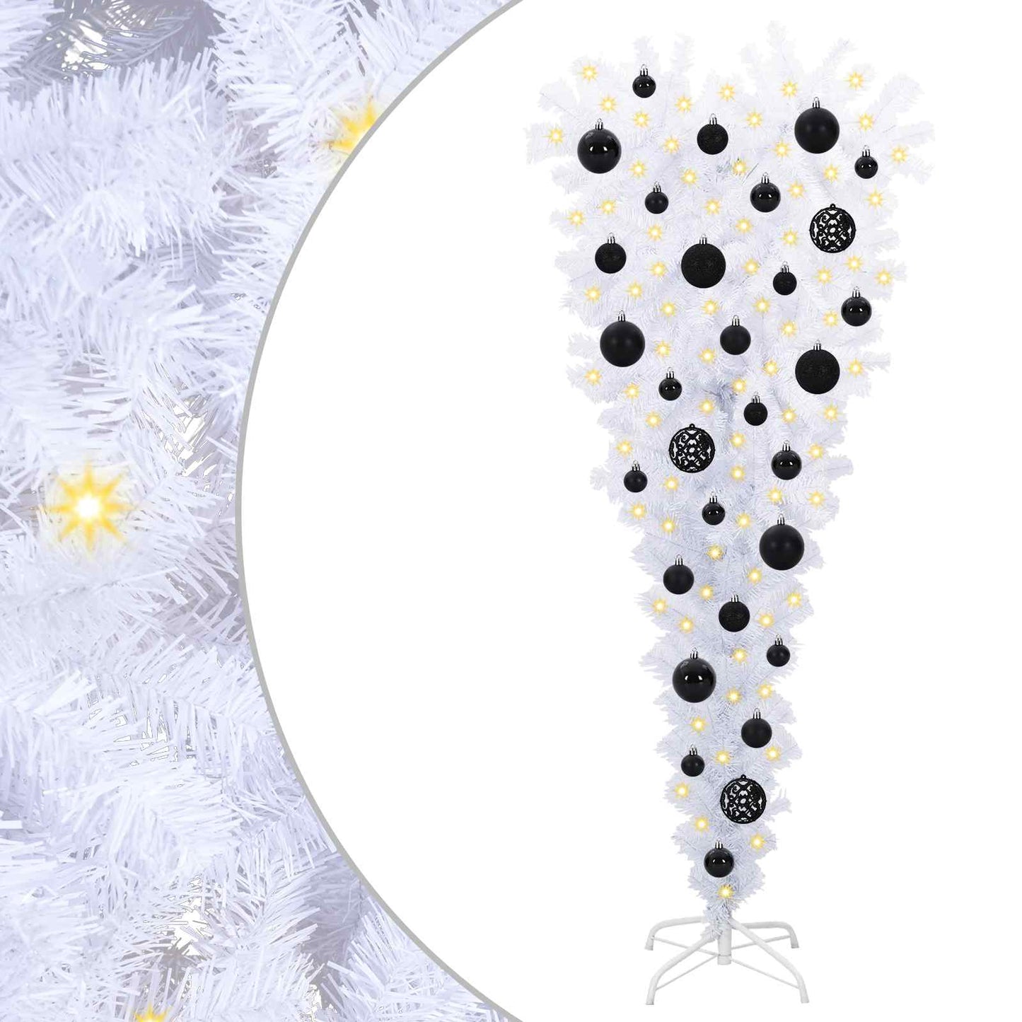 Mű karácsonyfa 150 LED-del állvánnyal Fehér 120 cm PVC és Acél