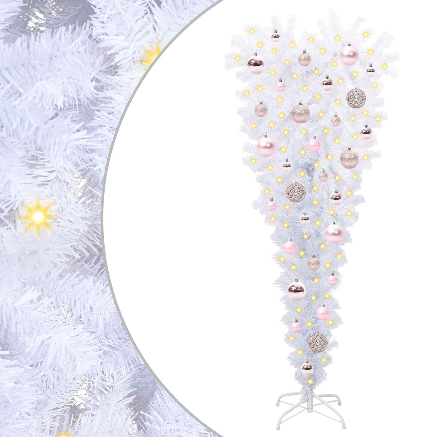 Mű karácsonyfa 150 LED-del állvánnyal Fehér 120 cm PVC és Acél