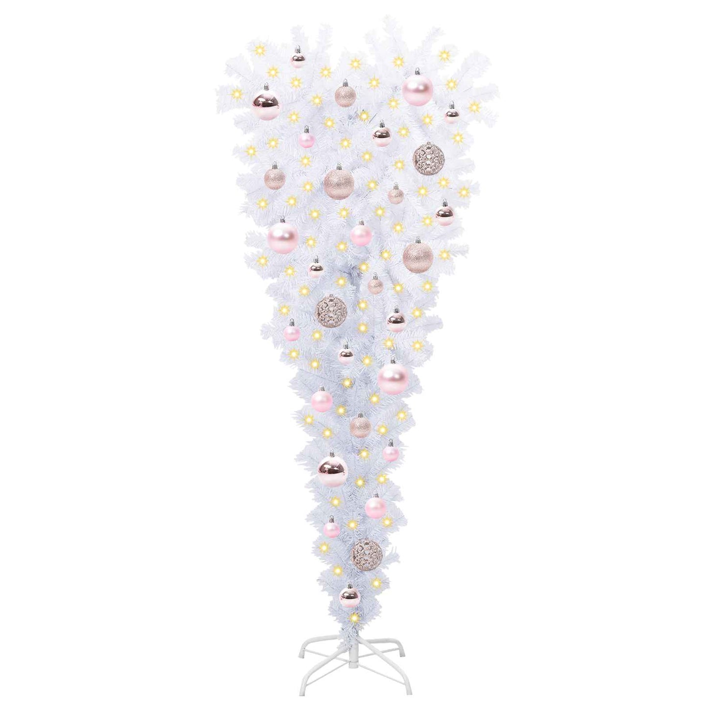 Mű karácsonyfa 150 LED-del állvánnyal Fehér 120 cm PVC és Acél