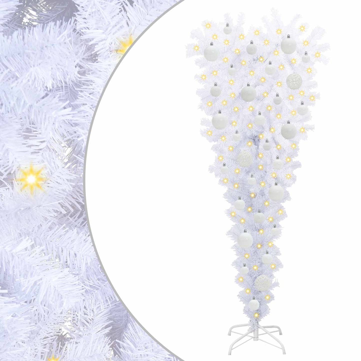 Mű karácsonyfa 150 LED-del állvánnyal Fehér 120 cm PVC és Acél